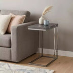 HomeRoots Table d'appoint rectangulaire extensible 25, gris et argenté
