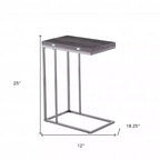 HomeRoots Table d'appoint rectangulaire extensible 25, gris et argenté