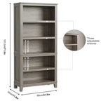 Étagère de ferme de 71 po à 5 niveaux avec tablettes réglables, bibliothèque industrielle en bois et métal, grand rayonnage de rangement pour bureau à domicile et salon