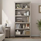Étagère de ferme de 71 po à 5 niveaux avec tablettes réglables, bibliothèque industrielle en bois et métal, grand rayonnage de rangement pour bureau à domicile et salon
