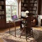 JVNOXK Bureau pliant en bambou avec rangement dissimulé, Table d'ordinateur gain de place style Mid-Century pour bureau à domicile ou chambre à coucher, Marron Noyer