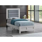 Lit jumeau à panneaux avec cadre en bois beige Passion Furniture Plano