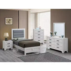 Lit jumeau à panneaux avec cadre en bois beige Passion Furniture Plano