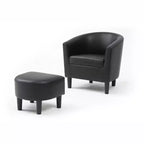 Fauteuil d'appoint en similicuir avec ottoman Passion Furniture Salem