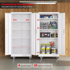 Armoire à outils blanche de 180 cm avec roulettes