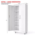 Armoire à outils blanche de 180 cm avec roulettes