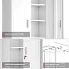 Armoire à outils blanche de 180 cm avec roulettes