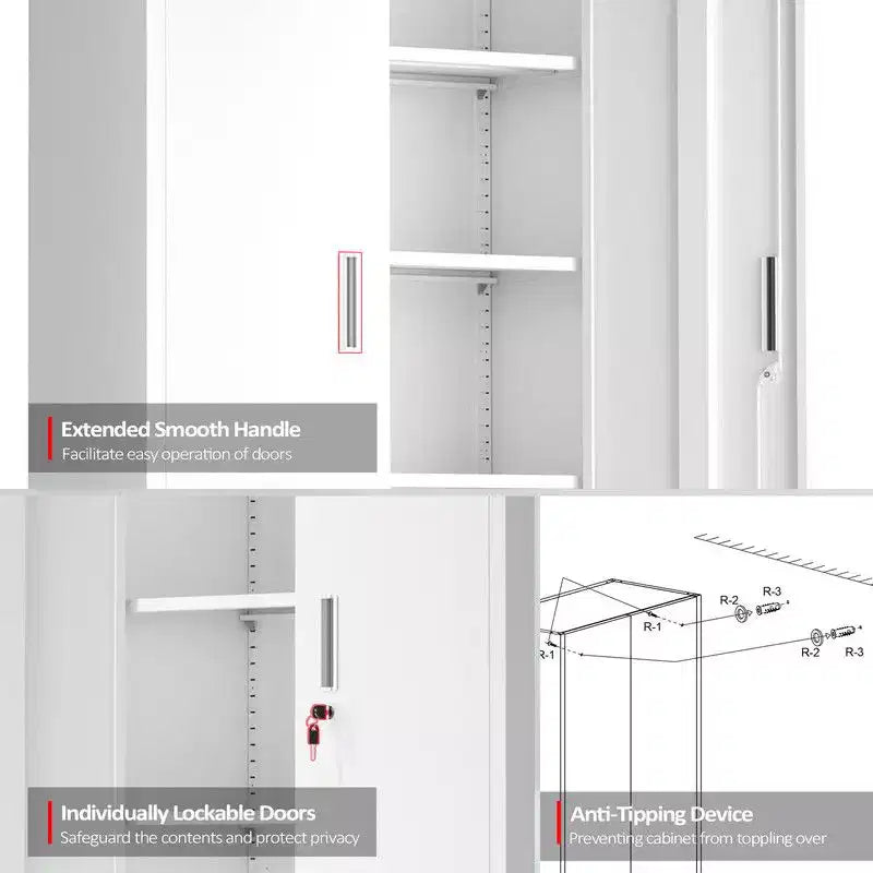 Armoire à outils blanche de 180 cm avec roulettes
