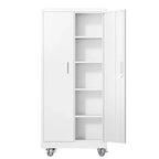 Armoire à outils blanche de 180 cm avec roulettes