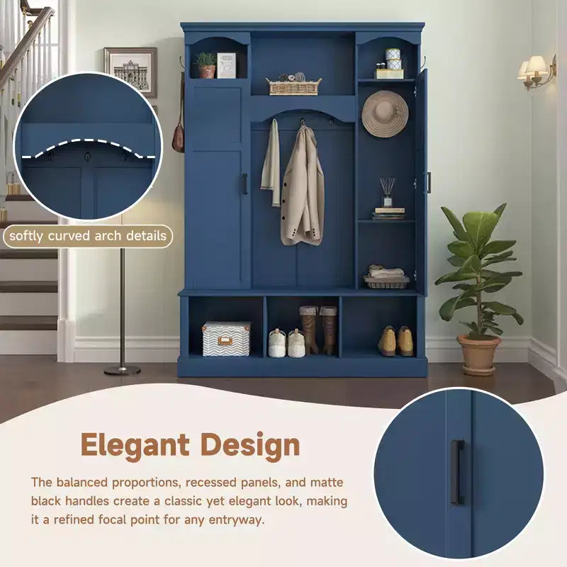 GDFStudio Hansen, meuble d'entrée moderne avec banc de rangement et étagères réglables
