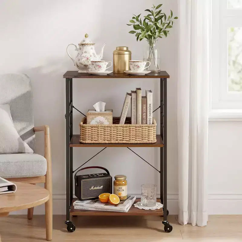 Chariot de service de cuisine VEVOR, chariot à café de 60,2 cm à 3 niveaux pour micro-ondes, étagère de rangement robuste, desserte à roulettes, noir