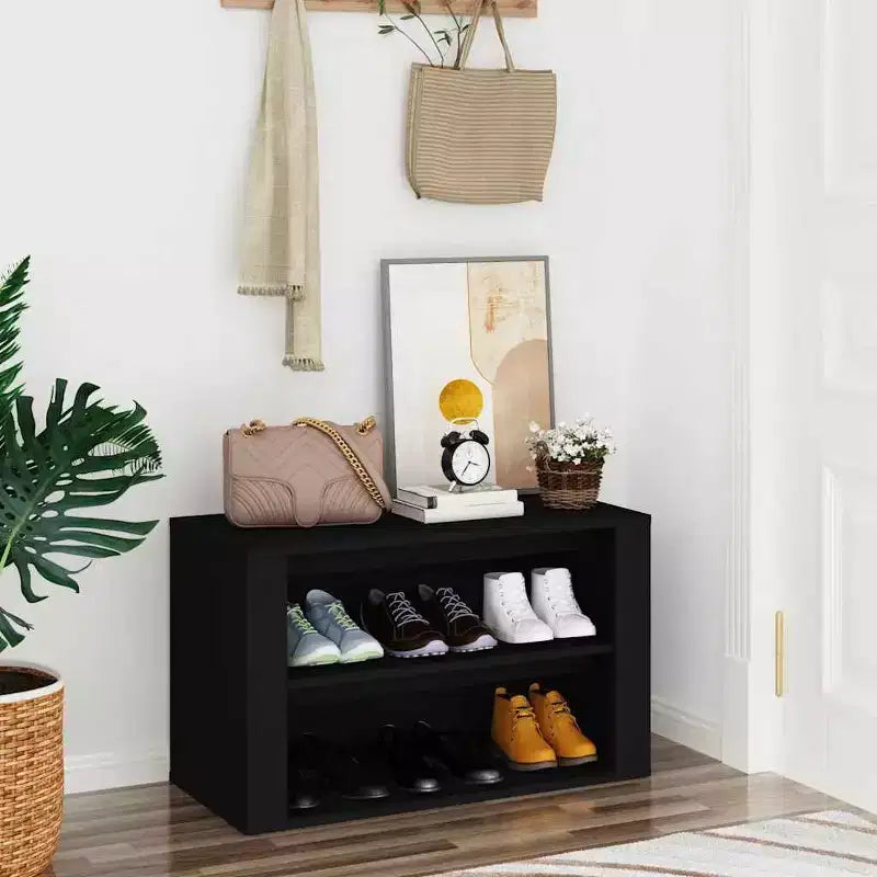 vidaXL Meuble à chaussures noir bois d'ingénierie 75x35x45 cm Étagère à chaussures