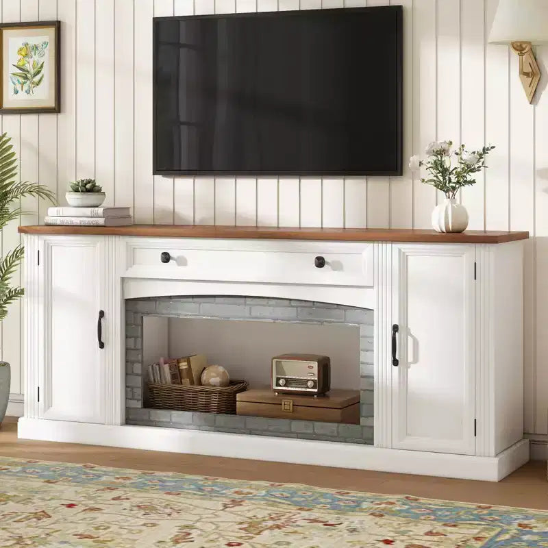 Meuble TV moderne GDFStudio Jason pour téléviseurs jusqu'à 70 pouces avec tiroir et placards