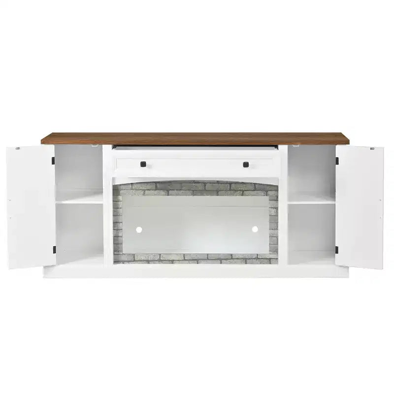 Meuble TV moderne GDFStudio Jason pour téléviseurs jusqu'à 70 pouces avec tiroir et placards