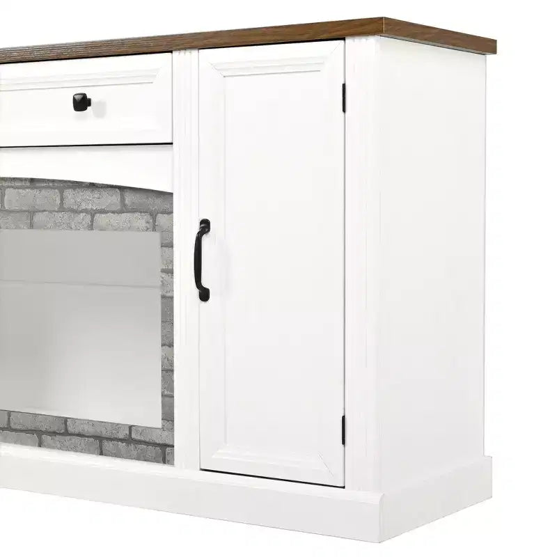 Meuble TV moderne GDFStudio Jason pour téléviseurs jusqu'à 70 pouces avec tiroir et placards