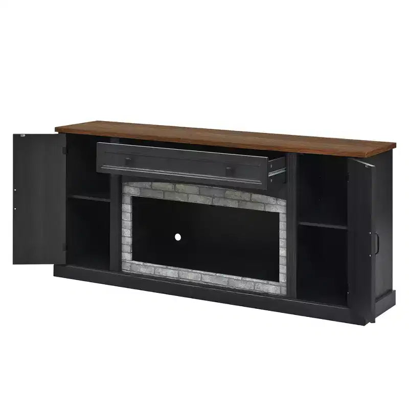 Meuble TV moderne GDFStudio Jason pour téléviseurs jusqu'à 70 pouces avec tiroir et placards