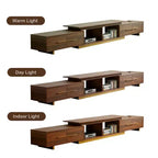 Meuble TV extensible JVNOXK63.4 de 94.5 pouces, console TV en noyer avec 4 tiroirs et 2 étagères ouvertes, meuble de divertissement, console multimédia pour salon