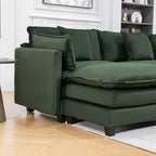 Canapé sectionnel modulaire moderne 4 places rembourré en chenille GDFStudio Dulles avec 2 poufs
