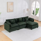 Canapé d'angle modulable 3 places GDFStudio Fairmont 113,77 en tissu chenille avec pouf et coussins lombaires