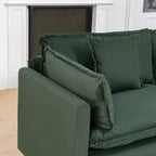 Canapé d'angle modulable 3 places GDFStudio Fairmont 113,77 en tissu chenille avec pouf et coussins lombaires