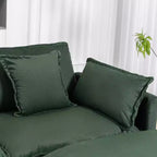 Canapé d'angle modulable 3 places GDFStudio Fairmont 113,77 en tissu chenille avec pouf et coussins lombaires