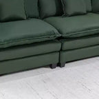 Canapé d'angle modulable 3 places GDFStudio Fairmont 113,77 en tissu chenille avec pouf et coussins lombaires