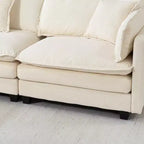Canapé d'angle modulable 3 places GDFStudio Fairmont 113,77 en tissu chenille avec pouf et coussins lombaires