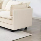 Canapé d'angle modulable 3 places GDFStudio Fairmont 113,77 en tissu chenille avec pouf et coussins lombaires