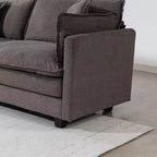 Canapé d'angle modulable 3 places GDFStudio Fairmont 113,77 en tissu chenille avec pouf et coussins lombaires
