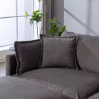 Canapé d'angle modulable 3 places GDFStudio Fairmont 113,77 en tissu chenille avec pouf et coussins lombaires