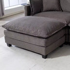 Canapé d'angle modulable 3 places GDFStudio Fairmont 113,77 en tissu chenille avec pouf et coussins lombaires