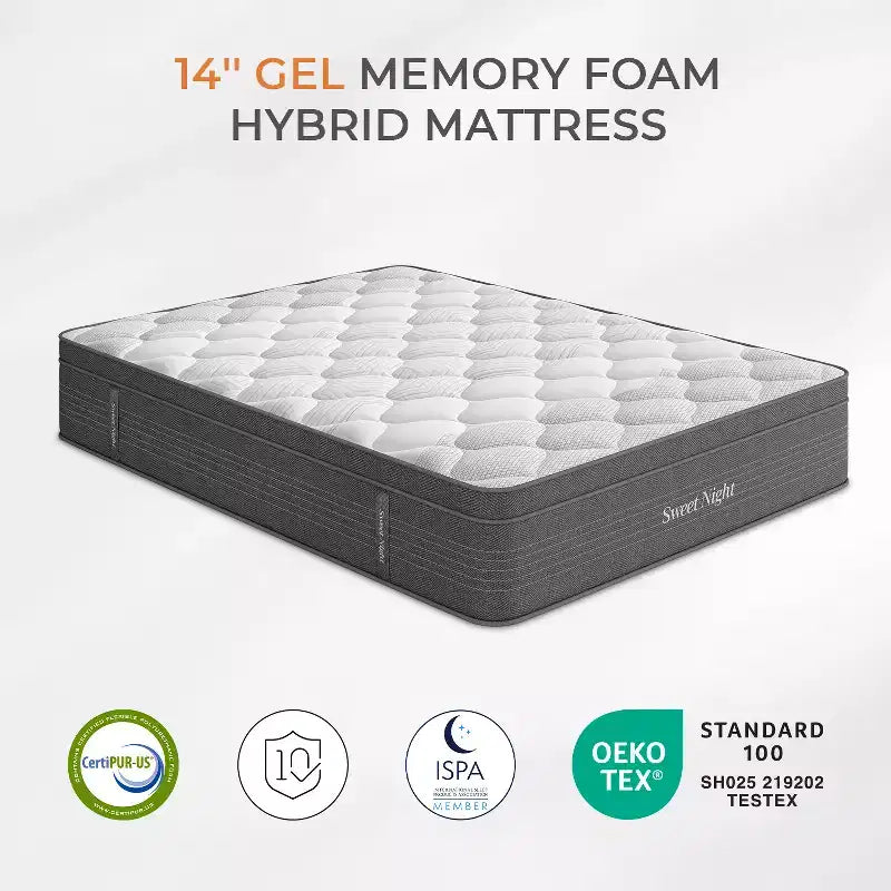 Matelas hybrides en mousse à mémoire de forme gel Sweetnight de 30/35/40 cm, fermeté moyenne, certifiés CertiPUR-US et OEKO-TEX