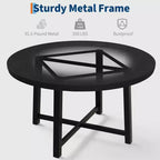 Table à manger ronde industrielle de 47 pouces peu encombrante pour 4 à 6 personnes, table de cuisine rustique en bois et métal, design de ferme pour petites salles à manger
