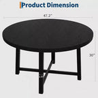Table à manger ronde industrielle de 47 pouces peu encombrante pour 4 à 6 personnes, table de cuisine rustique en bois et métal, design de ferme pour petites salles à manger
