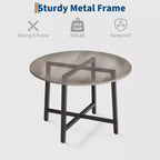Table à manger ronde industrielle de 47 pouces peu encombrante pour 4 à 6 personnes, table de cuisine rustique en bois et métal, design de ferme pour petites salles à manger