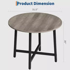 Table à manger ronde industrielle de 47 pouces peu encombrante pour 4 à 6 personnes, table de cuisine rustique en bois et métal, design de ferme pour petites salles à manger