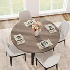 Table à manger ronde industrielle de 47 pouces peu encombrante pour 4 à 6 personnes, table de cuisine rustique en bois et métal, design de ferme pour petites salles à manger