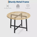 Table à manger ronde industrielle de 47 pouces peu encombrante pour 4 à 6 personnes, table de cuisine rustique en bois et métal, design de ferme pour petites salles à manger