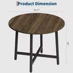 Table à manger ronde industrielle de 47 pouces peu encombrante pour 4 à 6 personnes, table de cuisine rustique en bois et métal, design de ferme pour petites salles à manger