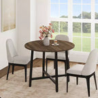 Table à manger ronde industrielle de 47 pouces peu encombrante pour 4 à 6 personnes, table de cuisine rustique en bois et métal, design de ferme pour petites salles à manger