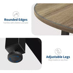 Table à manger ronde industrielle de 47 pouces peu encombrante pour 4 à 6 personnes, table de cuisine rustique en bois et métal, design de ferme pour petites salles à manger