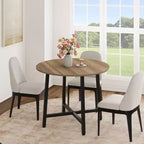 Table à manger ronde industrielle de 47 pouces peu encombrante pour 4 à 6 personnes, table de cuisine rustique en bois et métal, design de ferme pour petites salles à manger