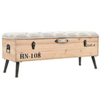 vidaXL Storage Bench Natural wood with grey fabric