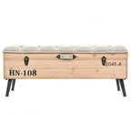 vidaXL Banc de rangement en bois naturel avec tissu gris