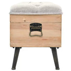 vidaXL Banc de rangement en bois naturel avec tissu gris
