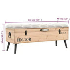 vidaXL Banc de rangement en bois naturel avec tissu gris