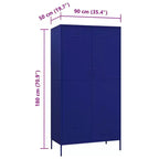 vidaXL Armoire Bleu marine 90x50x180 cm Acier