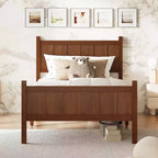 FAMYYT Twin Size Flat Panel Bed With Headboard & Footboard, Easy Assembly