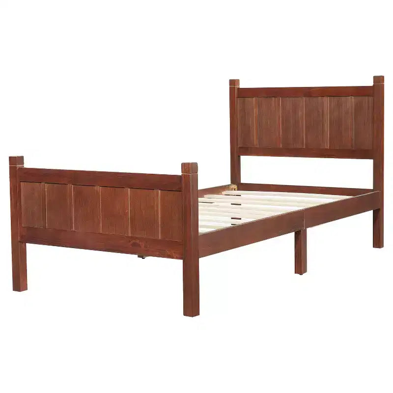 Lit plateforme double FAMYYT avec tête et pied de lit, assemblage facile
