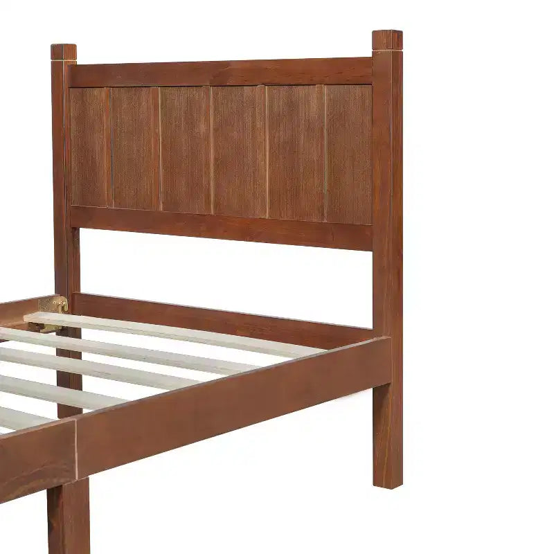 Lit plateforme double FAMYYT avec tête et pied de lit, assemblage facile